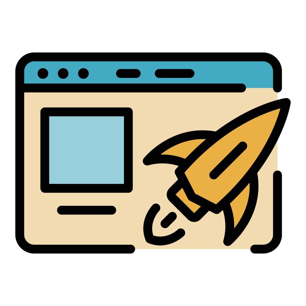 Web page startup rocket icon color outline vector