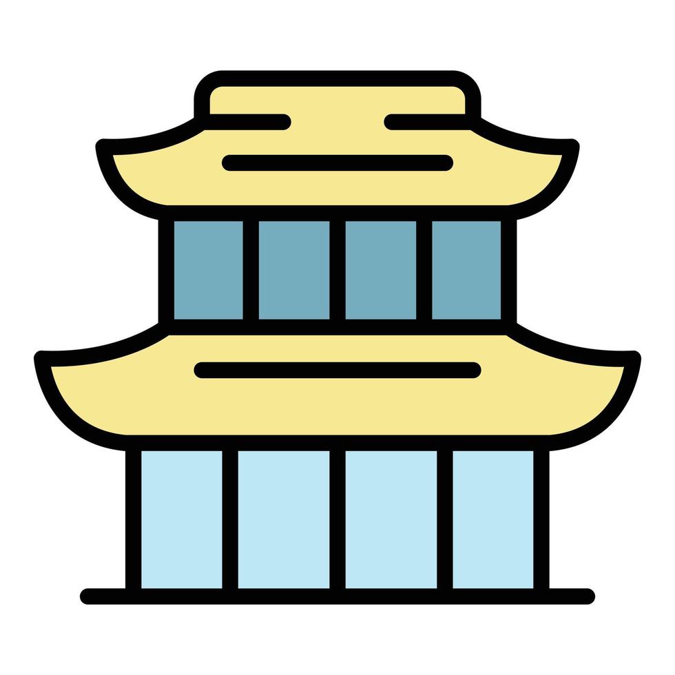 vector de contorno de color de icono de edificio de exposición de china