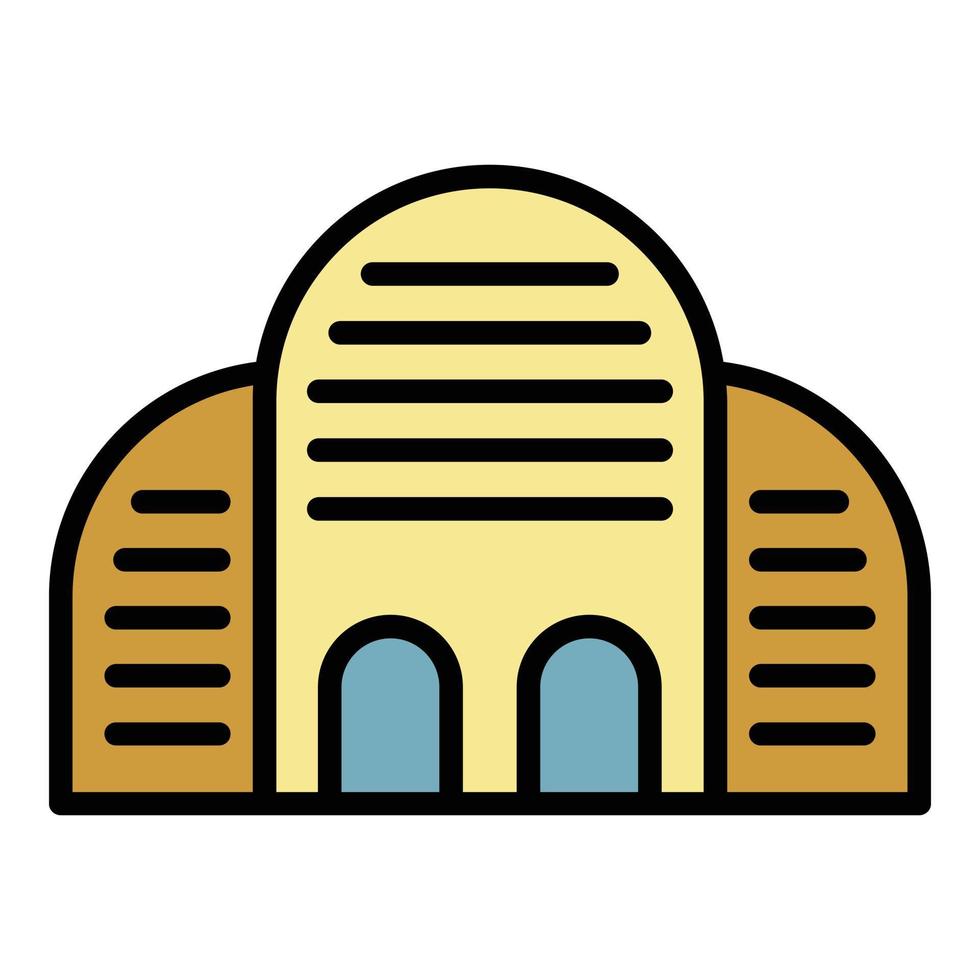 Old architectural building icon color outline vector