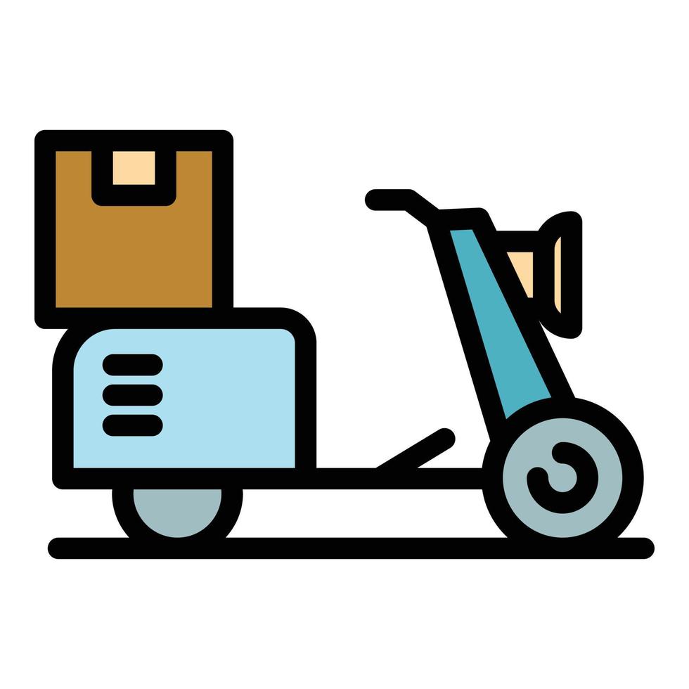 Courier scooter delivery icon color outline vector