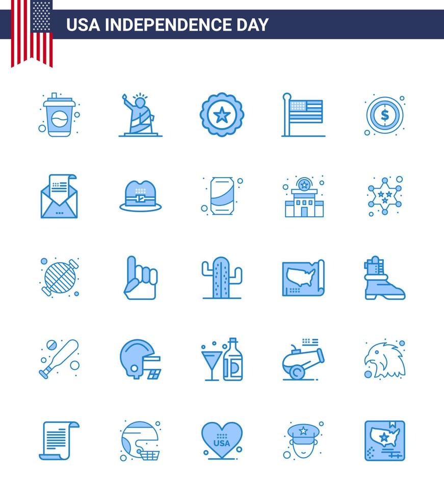 25 iconos creativos de estados unidos signos de independencia modernos y símbolos del 4 de julio de estados unidos estados unidos elementos de diseño vectorial del día de estados unidos editables de estados unidos vector