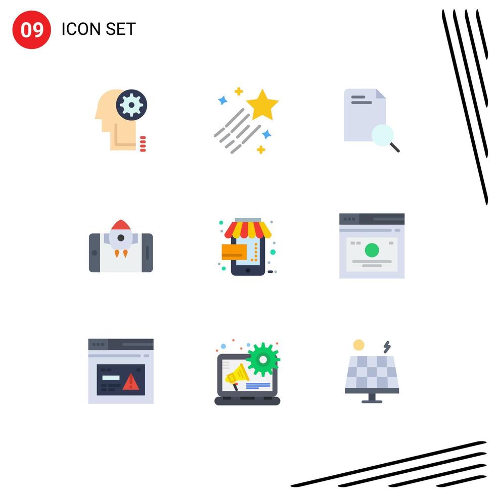 9 Flat Color concept for Websites Mobile and Apps black friday start search rocket app Editable Vector Design Elements