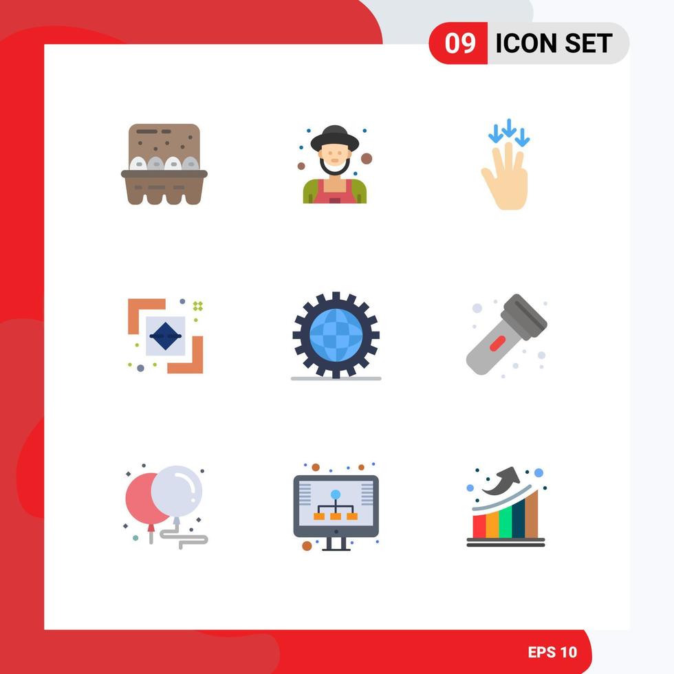 Group of 9 Flat Colors Signs and Symbols for design path finger finder difference Editable Vector Design Elements