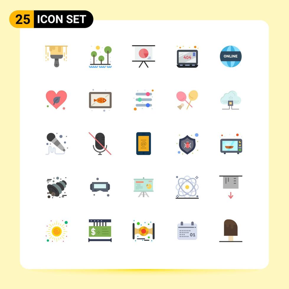Set of 25 Commercial Flat Colors pack for website business business website error Editable Vector Design Elements