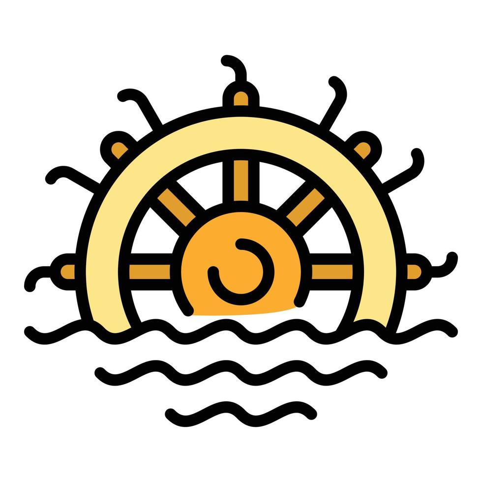 Water mill icon color outline vector