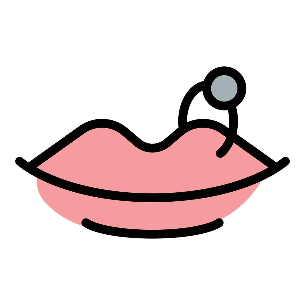 vector de contorno de color de icono de perforación de forma de labios