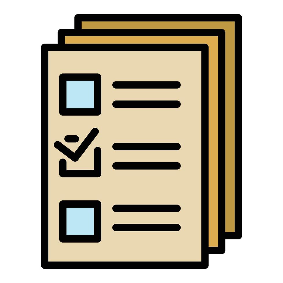 Checklist papers icon color outline vector