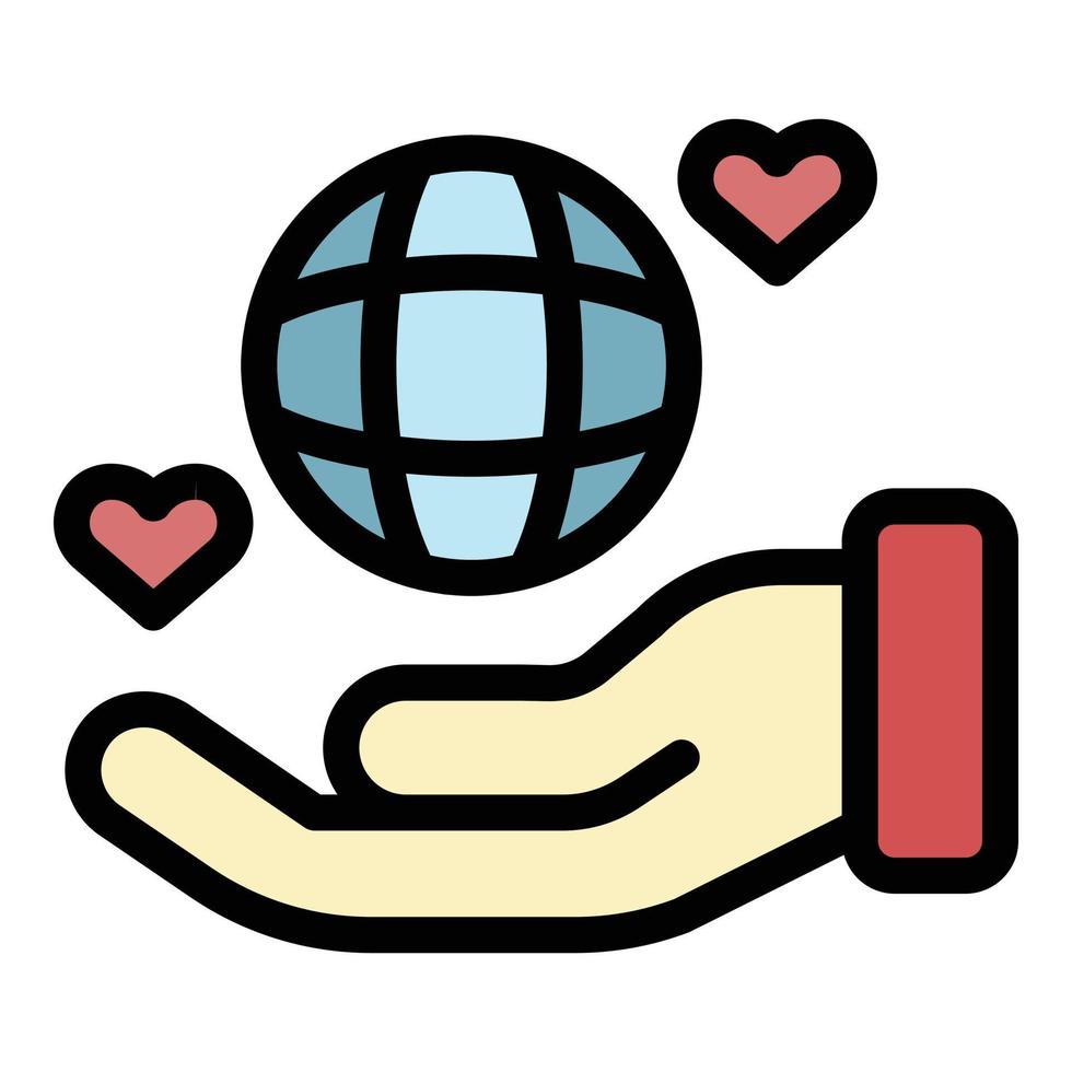 Keep global affection icon color outline vector