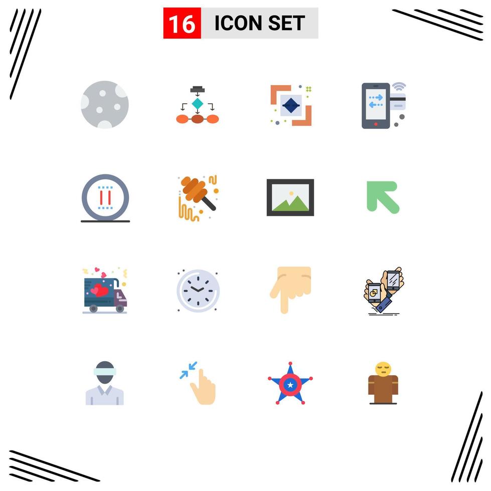 conjunto de 16 iconos de interfaz de usuario modernos signos de símbolos para ruta de crédito buscador de arquitectura de datos diferencia paquete editable de elementos de diseño de vectores creativos