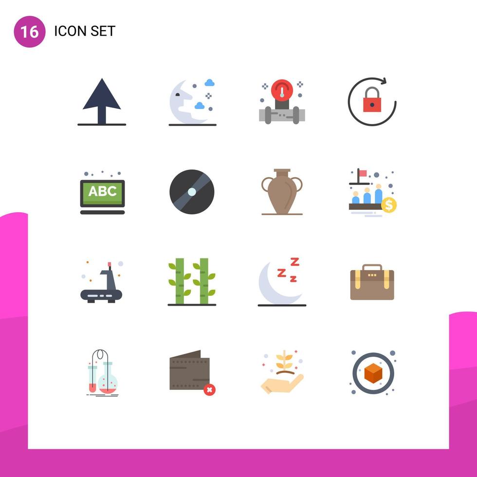 Set of 16 Modern UI Icons Symbols Signs for film school water online abc Editable Pack of Creative Vector Design Elements