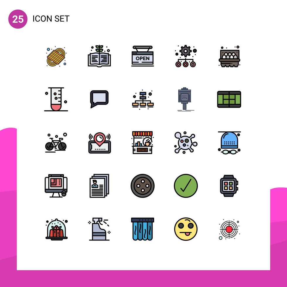 25 iconos creativos signos y símbolos modernos de la configuración de la tienda de cestas de huevos jerarquía elementos de diseño vectorial editables vector