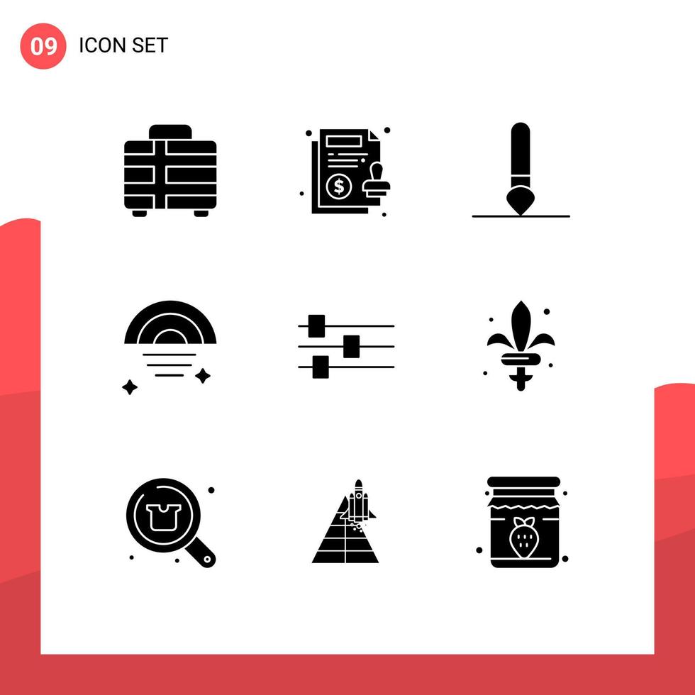 9 Creative Icons Modern Signs and Symbols of tool design brush weather rainy Editable Vector Design Elements