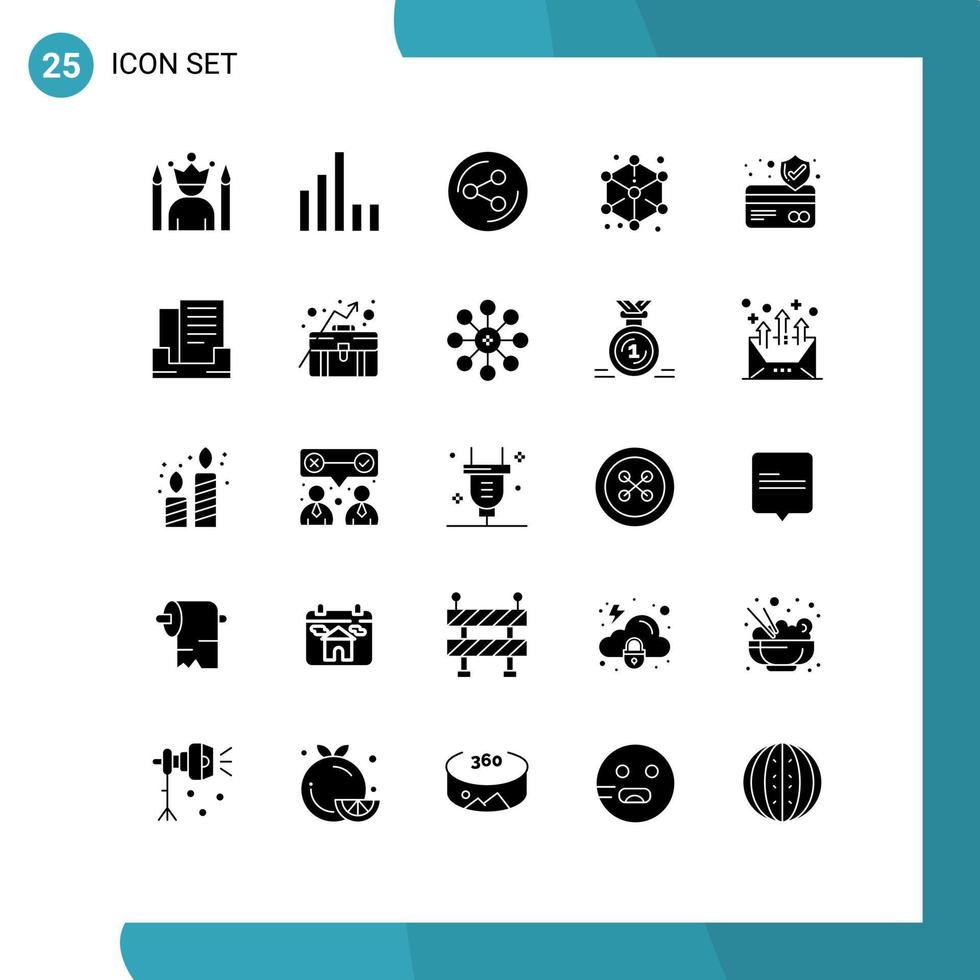 paquete de iconos de vector de stock de 25 signos y símbolos de línea para protección de tarjeta forma compartir diseño modelado elementos de diseño de vector editables