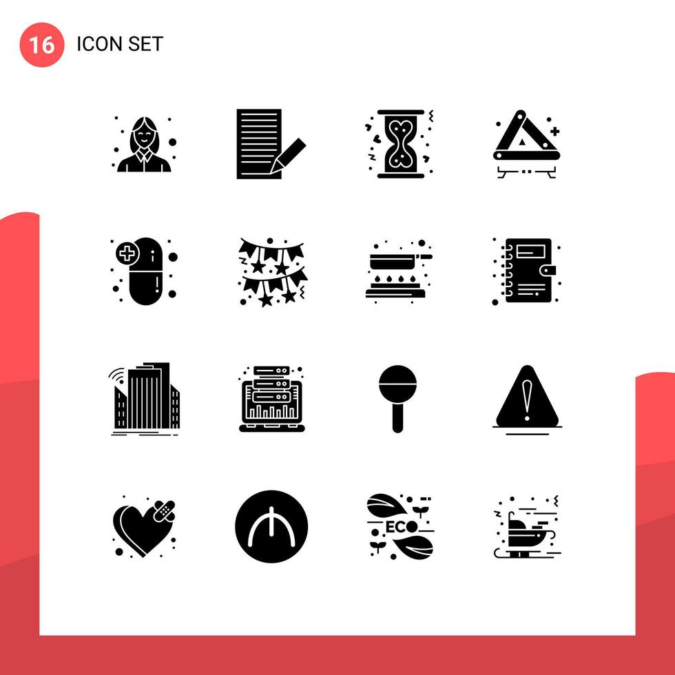 16 iconos creativos signos y símbolos modernos de la carretera de la cápsula reciben elementos de diseño vectorial editables de reloj de arena de emergencia vector