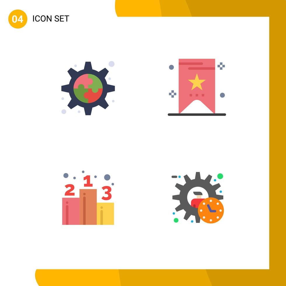4 Universal Flat Icon Signs Symbols of creative strategy bookmark business executive Editable Vector Design Elements