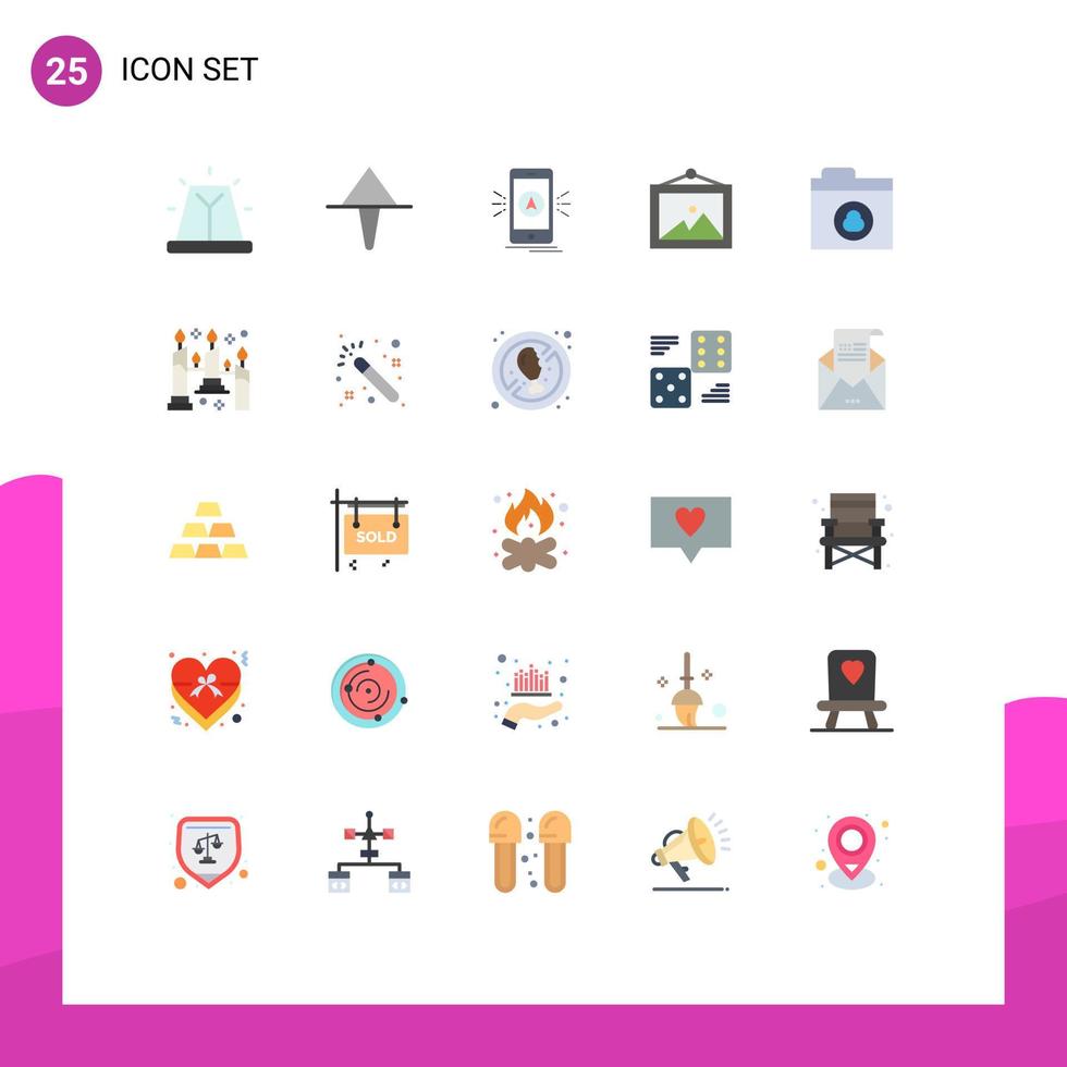 Modern Set of 25 Flat Colors Pictograph of network cloud app wall photo Editable Vector Design Elements