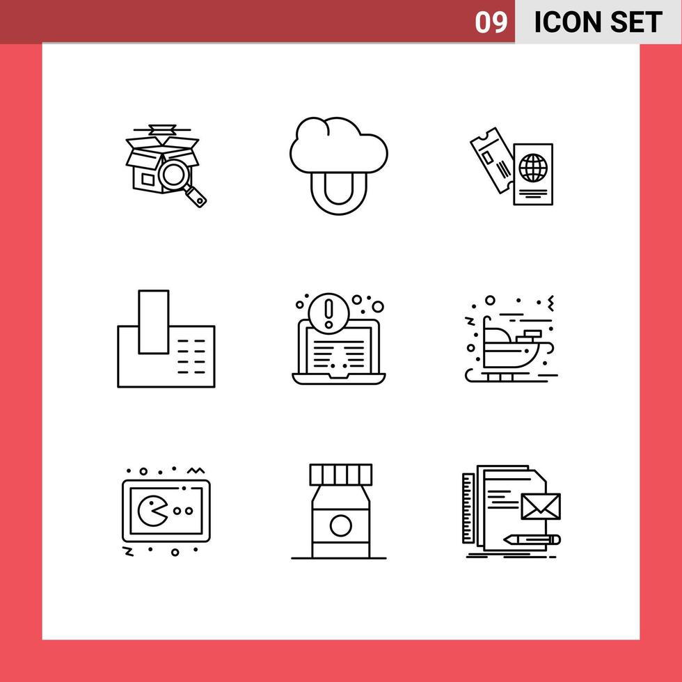 Mobile Interface Outline Set of 9 Pictograms of laptop phone business home appliances Editable Vector Design Elements