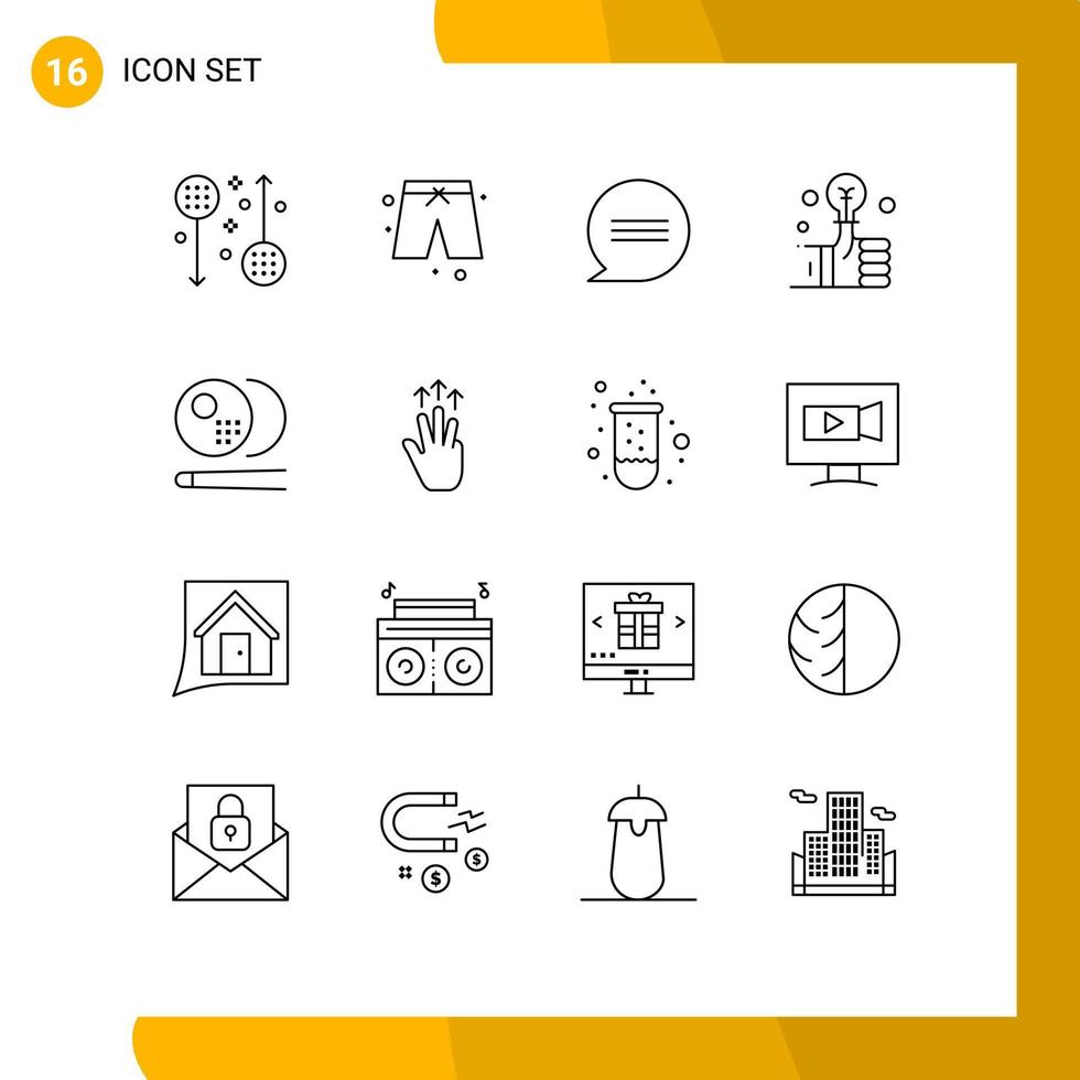 Pictogram Set of 16 Simple Outlines of snooker billiards chat smart hand Editable Vector Design Elements