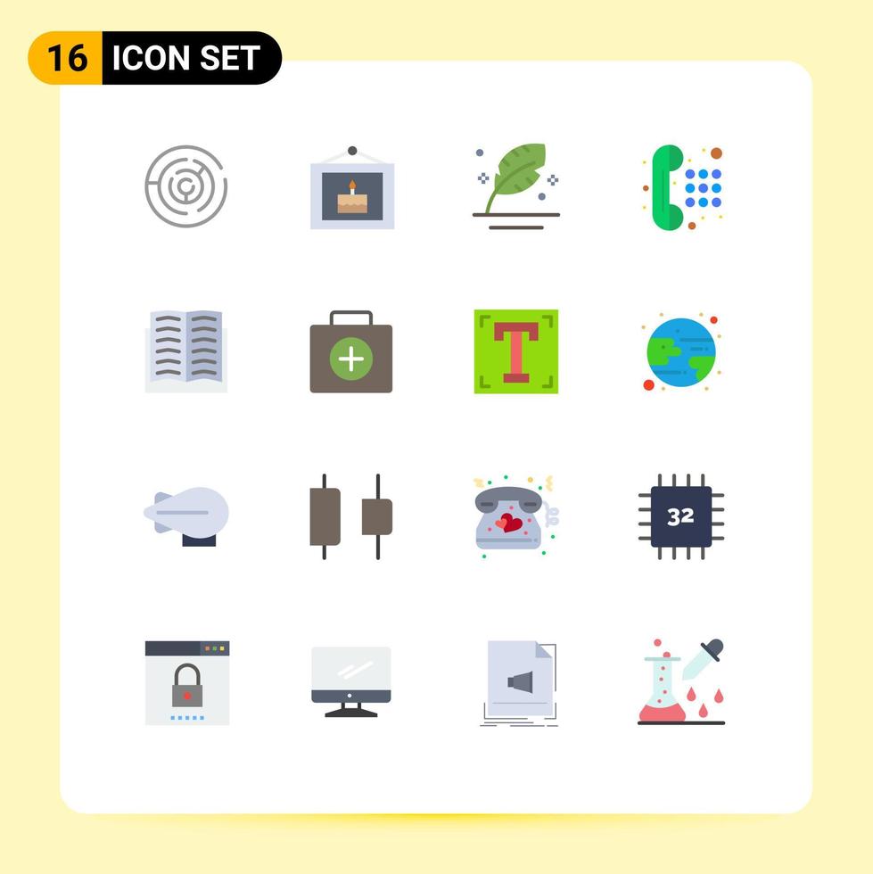 Set of 16 Modern UI Icons Symbols Signs for dial pad phone picture communication quill Editable Pack of Creative Vector Design Elements