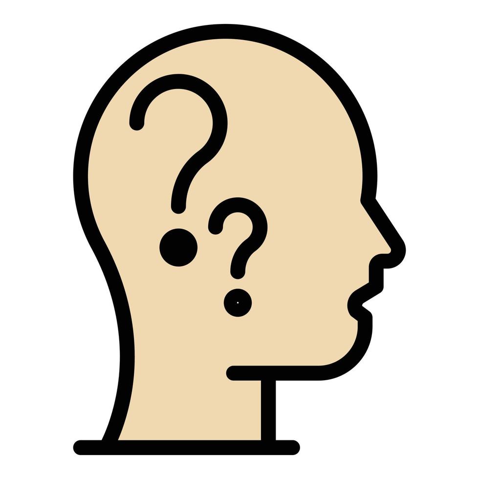 Head question task icon color outline vector