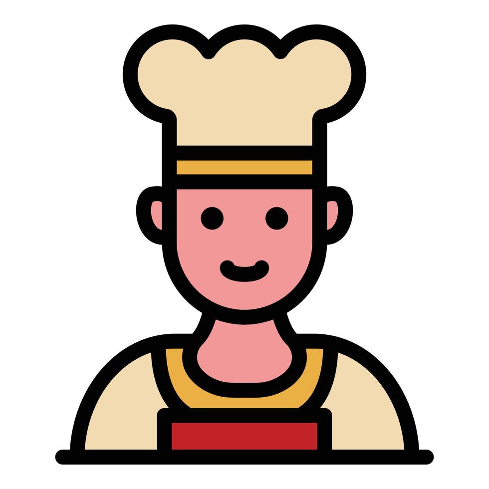 Chef in a hat icon color outline vector