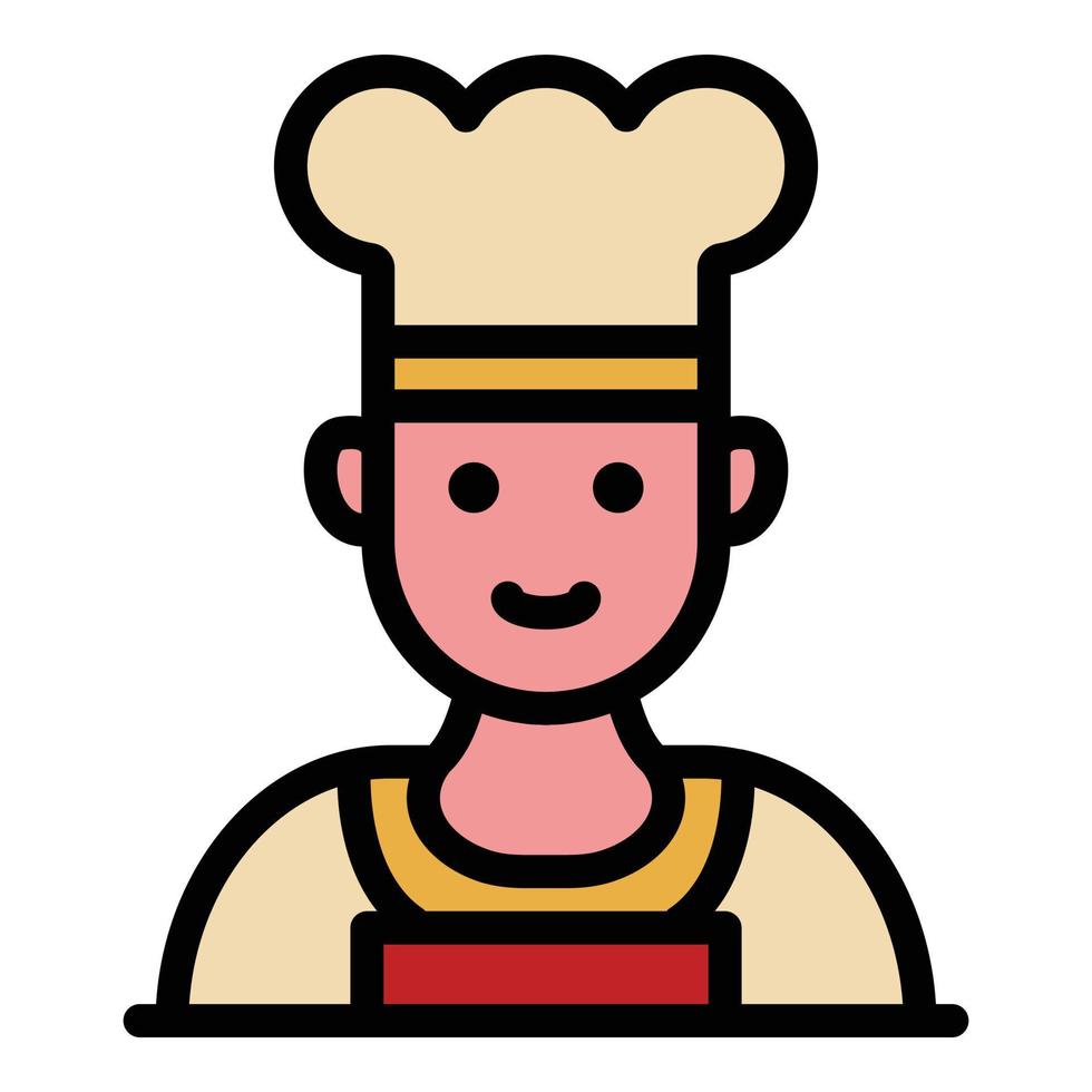 Chef in a hat icon color outline vector