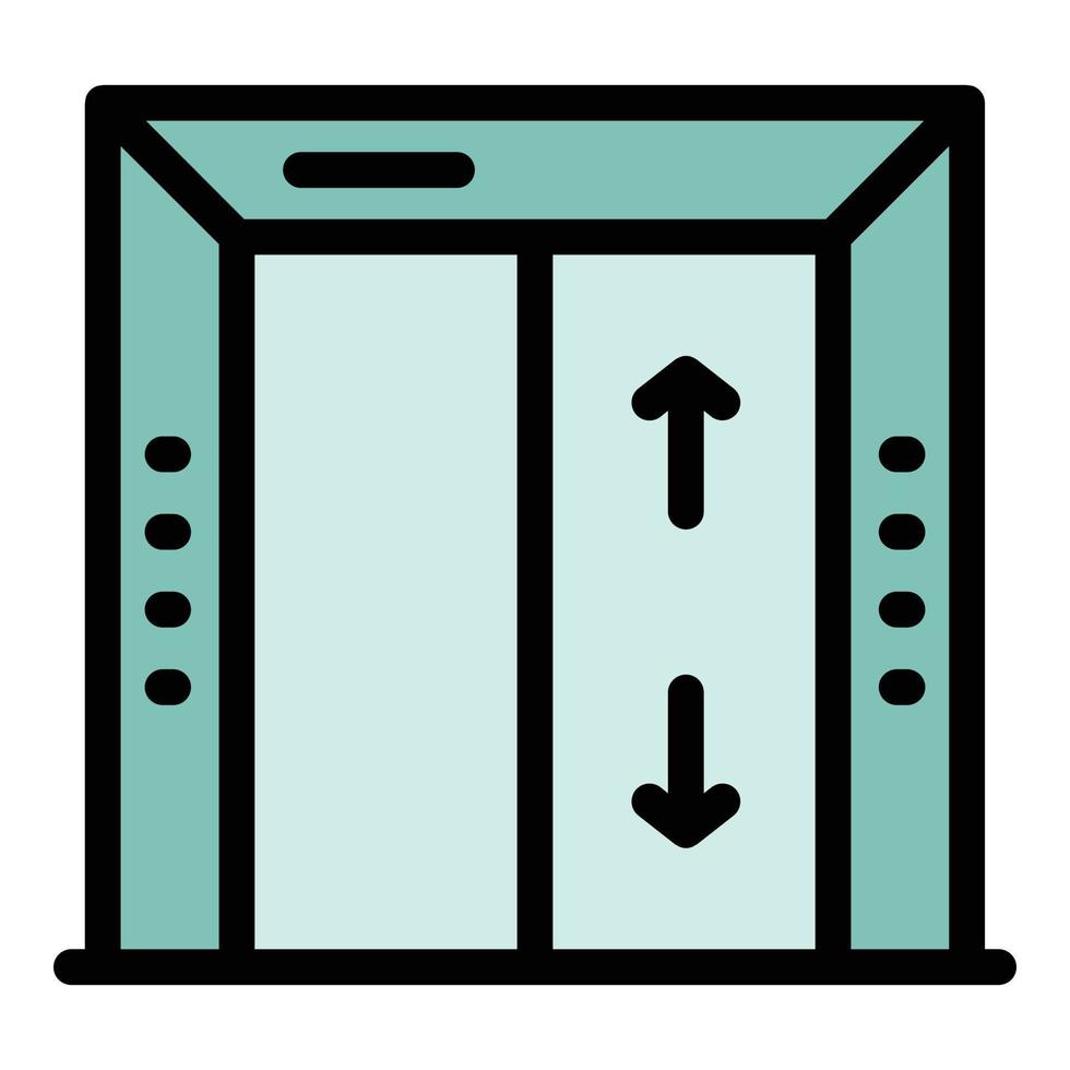 Hotel elevator icon color outline vector