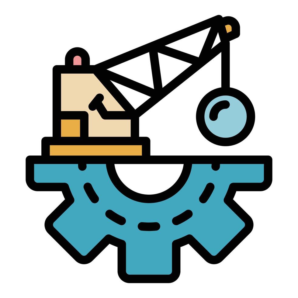 Demolition crane icon color outline vector