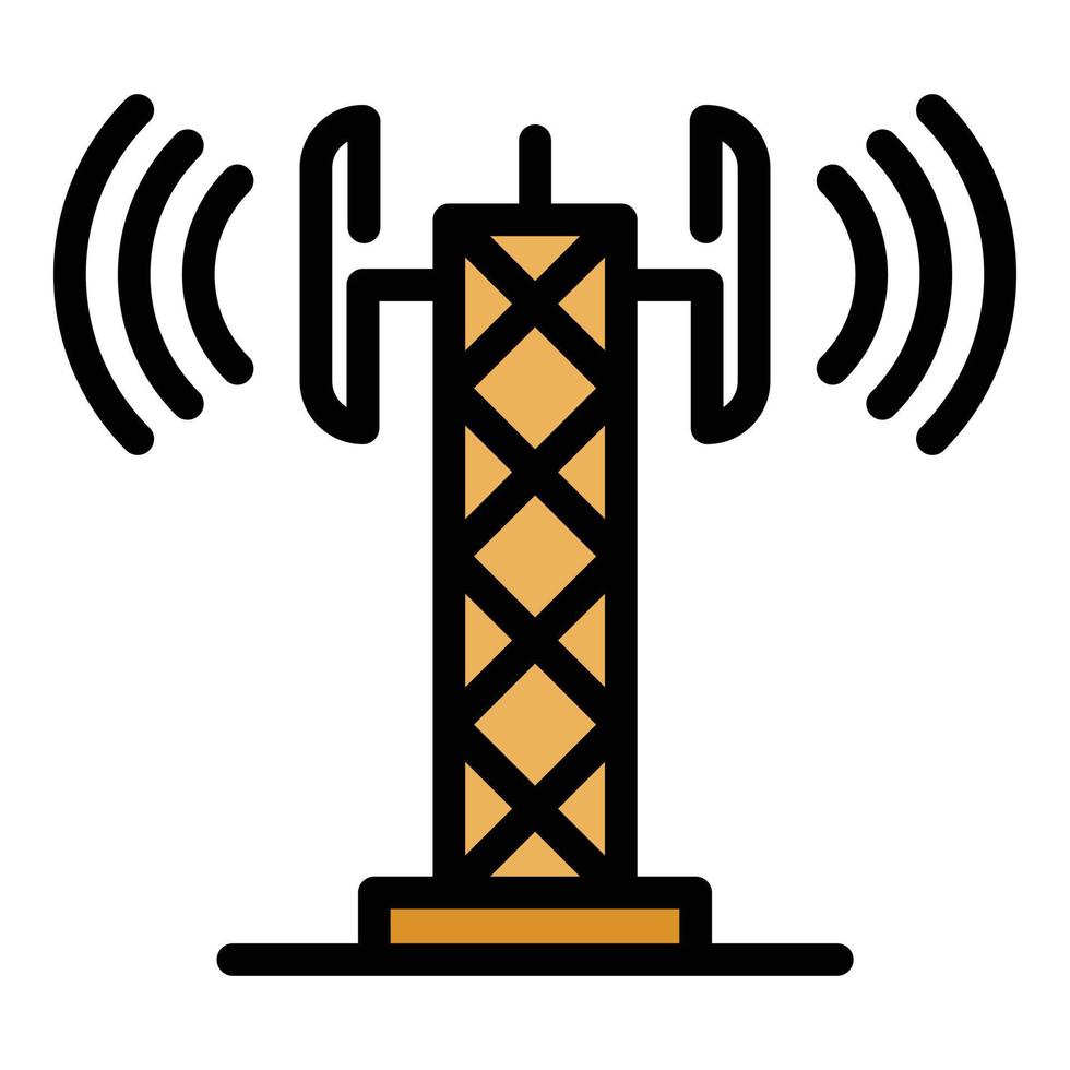Gsm tower radio icon color outline vector