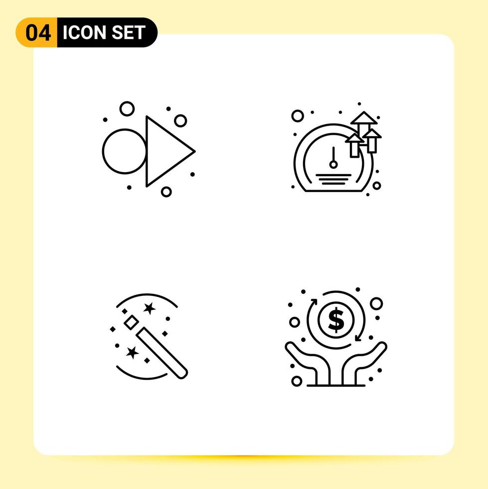 4 Creative Icons Modern Signs and Symbols of arrow magic meter growth economic Editable Vector Design Elements