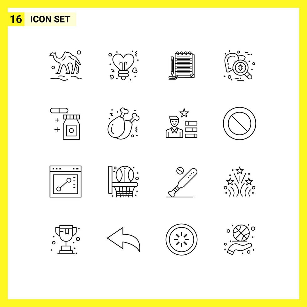 16 Thematic Vector Outlines and Editable Symbols of virus organ valentines hepatitis novel Editable Vector Design Elements