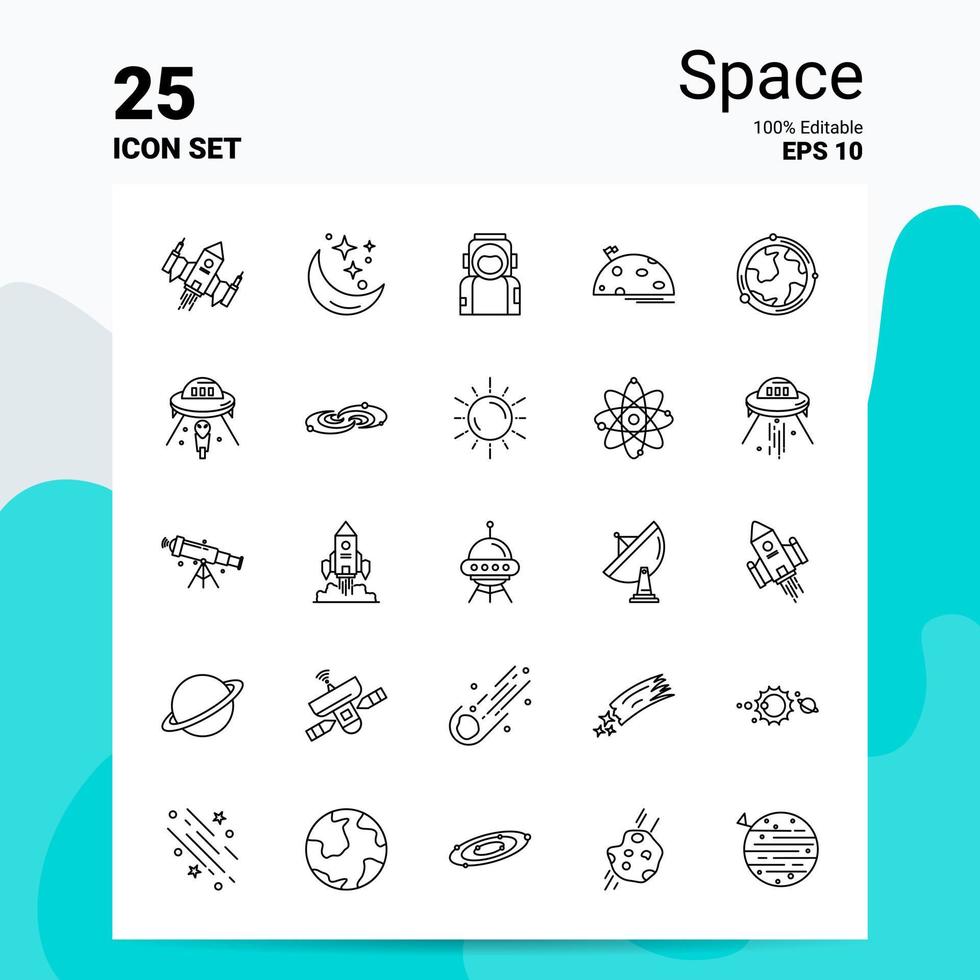 25 conjunto de iconos de espacio 100 archivos eps 10 editables concepto de logotipo de empresa ideas diseño de icono de línea vector