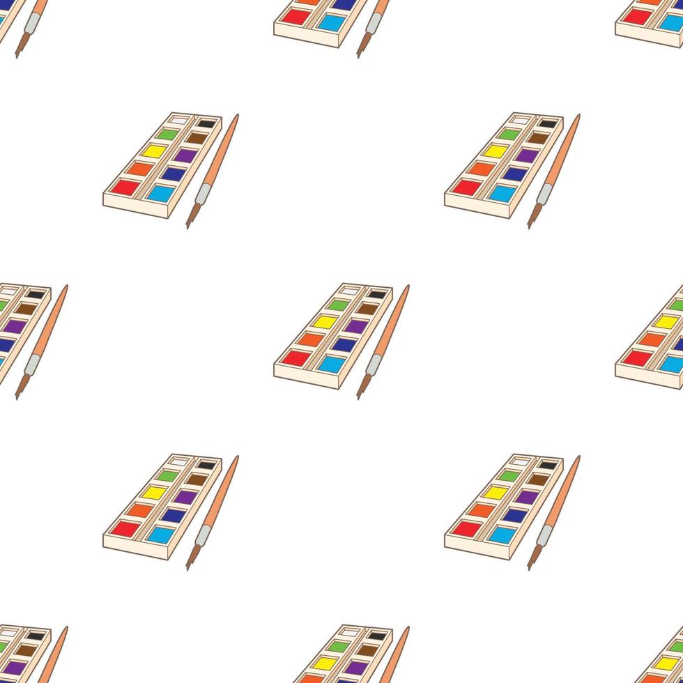 Watercolor in a box with brush pattern seamless vector