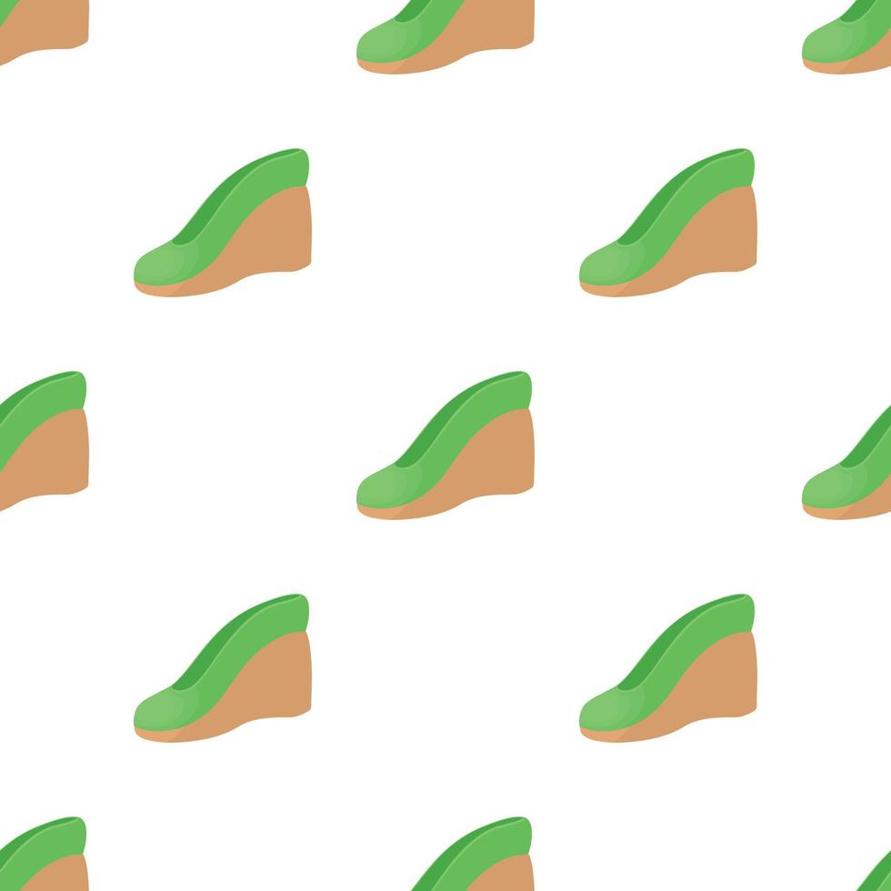 Green female shoe on a platform pattern seamless vector