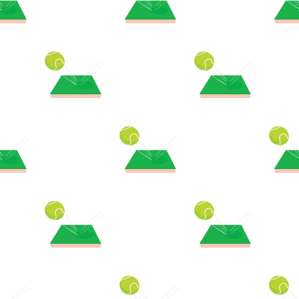 Flying tennis ball on a green court pattern seamless vector