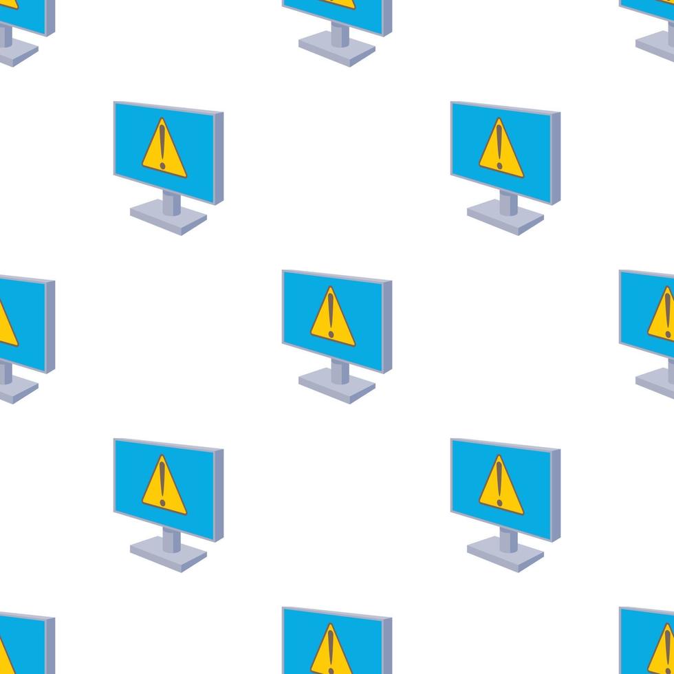 Computer monitor with a warning sign pattern seamless vector