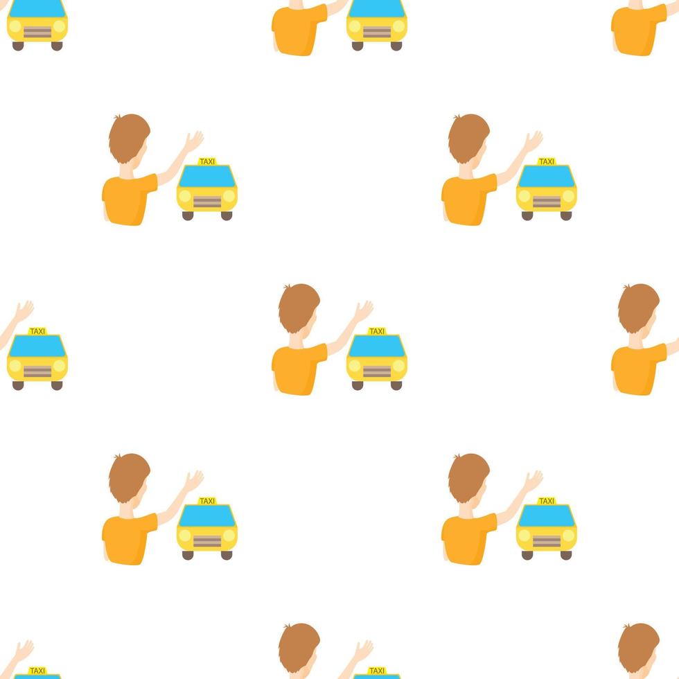Taxi car and passenger waving pattern seamless vector