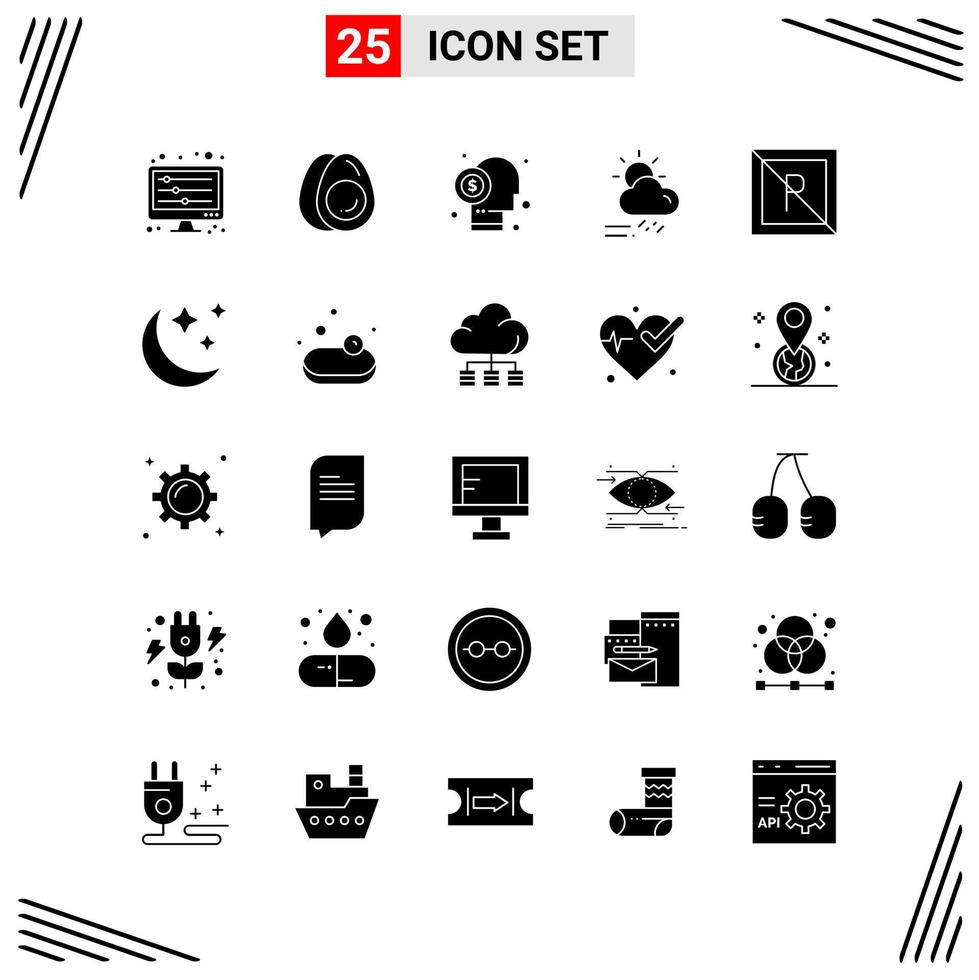 25 iconos estilo sólido cuadrícula basada en símbolos de glifos creativos para el diseño de sitios web signos de iconos sólidos simples aislados en fondo blanco conjunto de iconos 25 fondo de vector de icono negro creativo