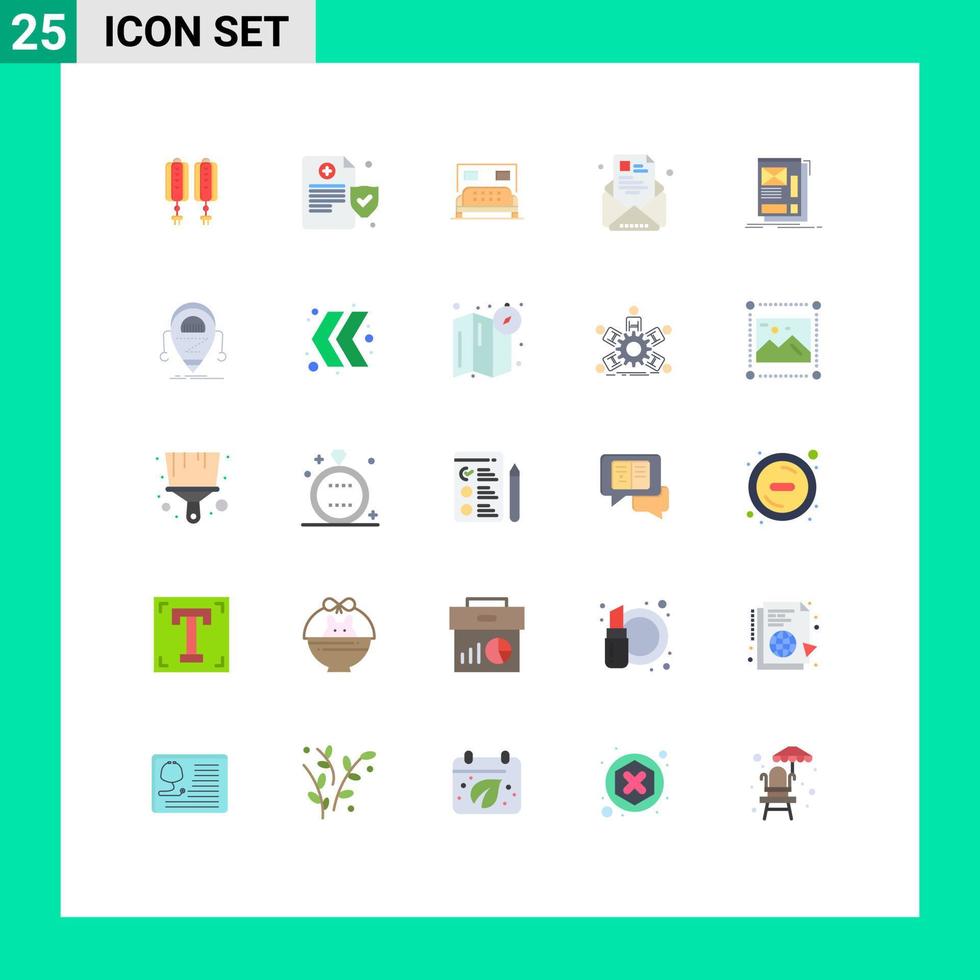 Modern Set of 25 Flat Colors Pictograph of wire profile bed newsletter newsletter Editable Vector Design Elements