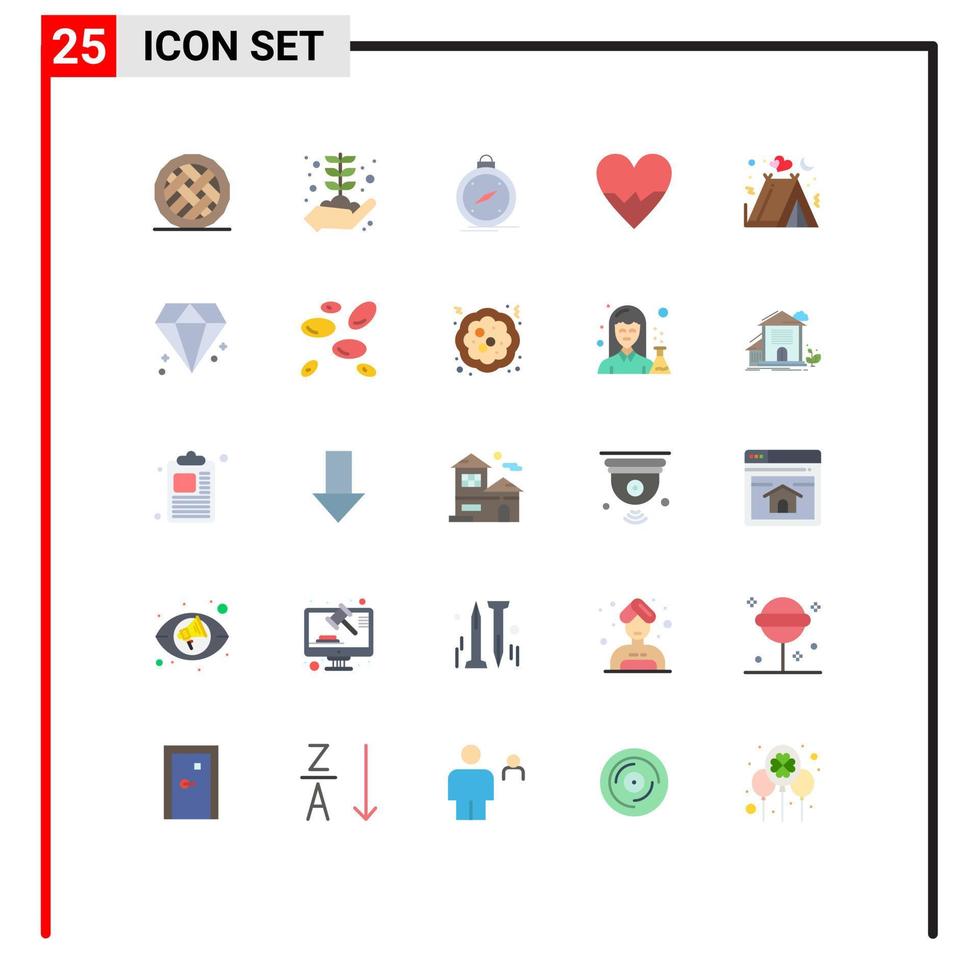 Universal Icon Symbols Group of 25 Modern Flat Colors of skin love growth heart gps Editable Vector Design Elements