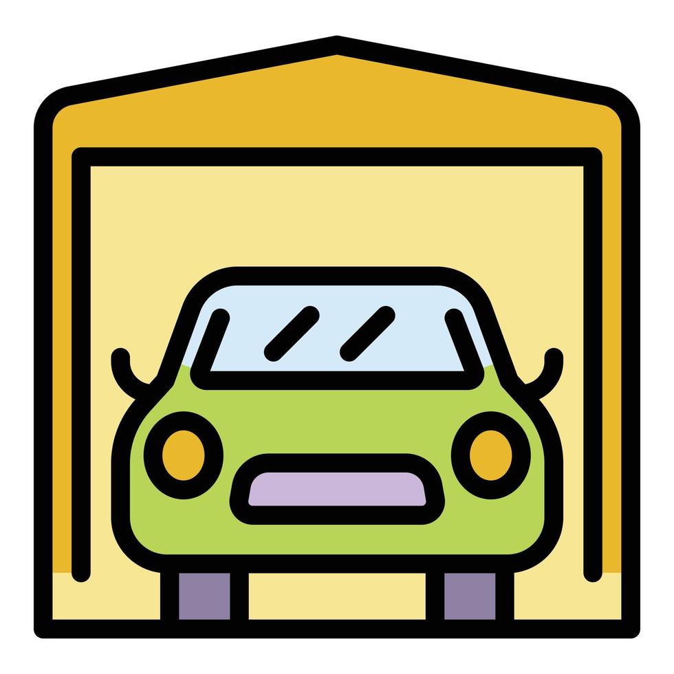 Car in the garage icon color outline vector