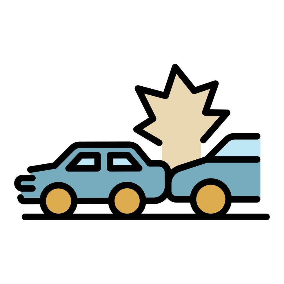 Back car accident icon color outline vector