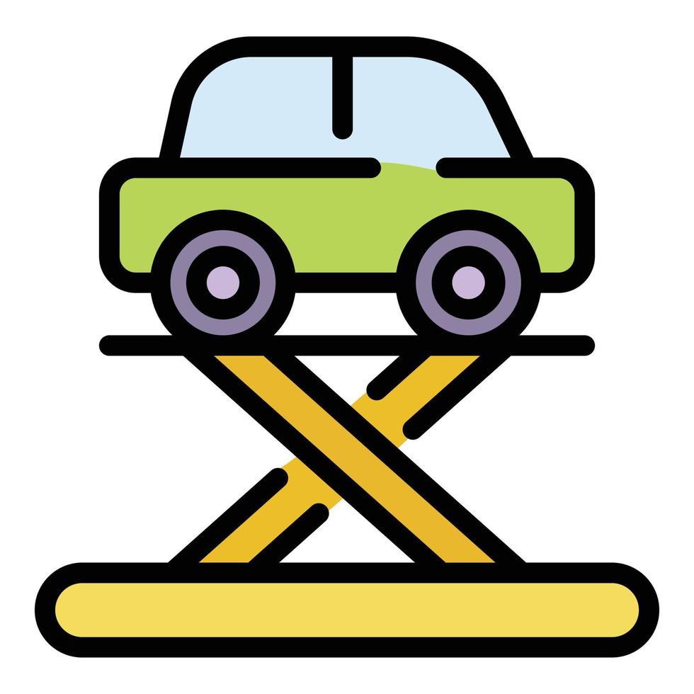 Car on a lift icon color outline vector