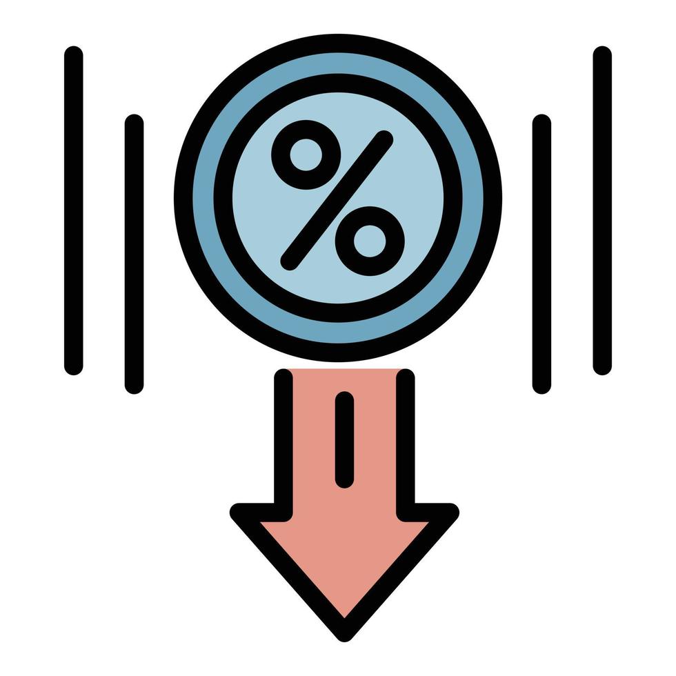vector de esquema de color de icono de porcentaje de préstamo de dinero