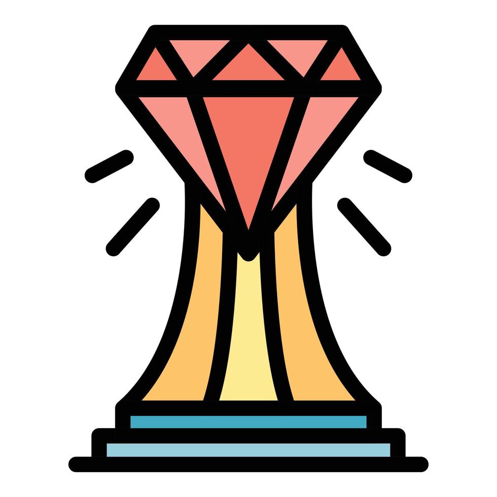vector de contorno de color de icono de copa de diamante brillante