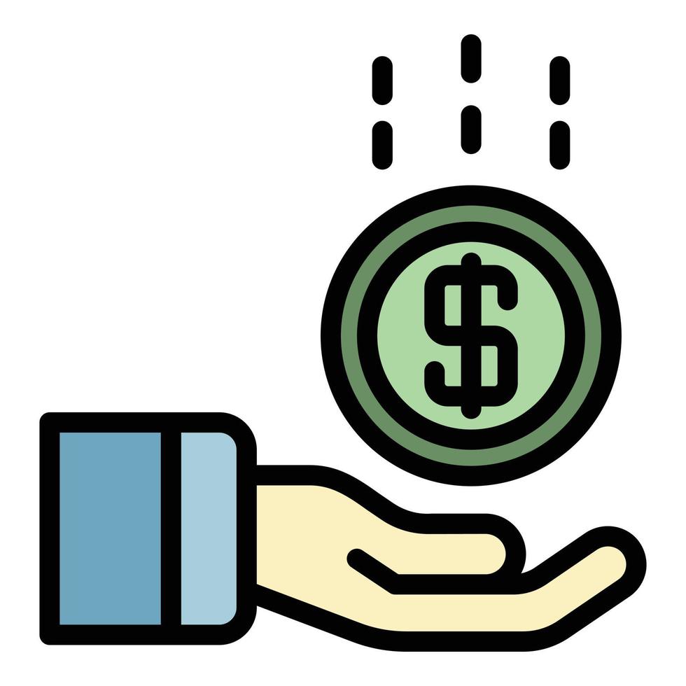 Hand take money icon color outline vector