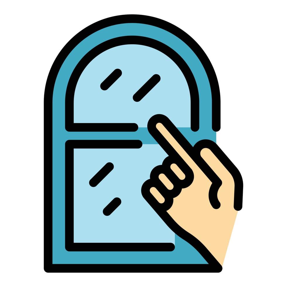 Window hand show icon color outline vector