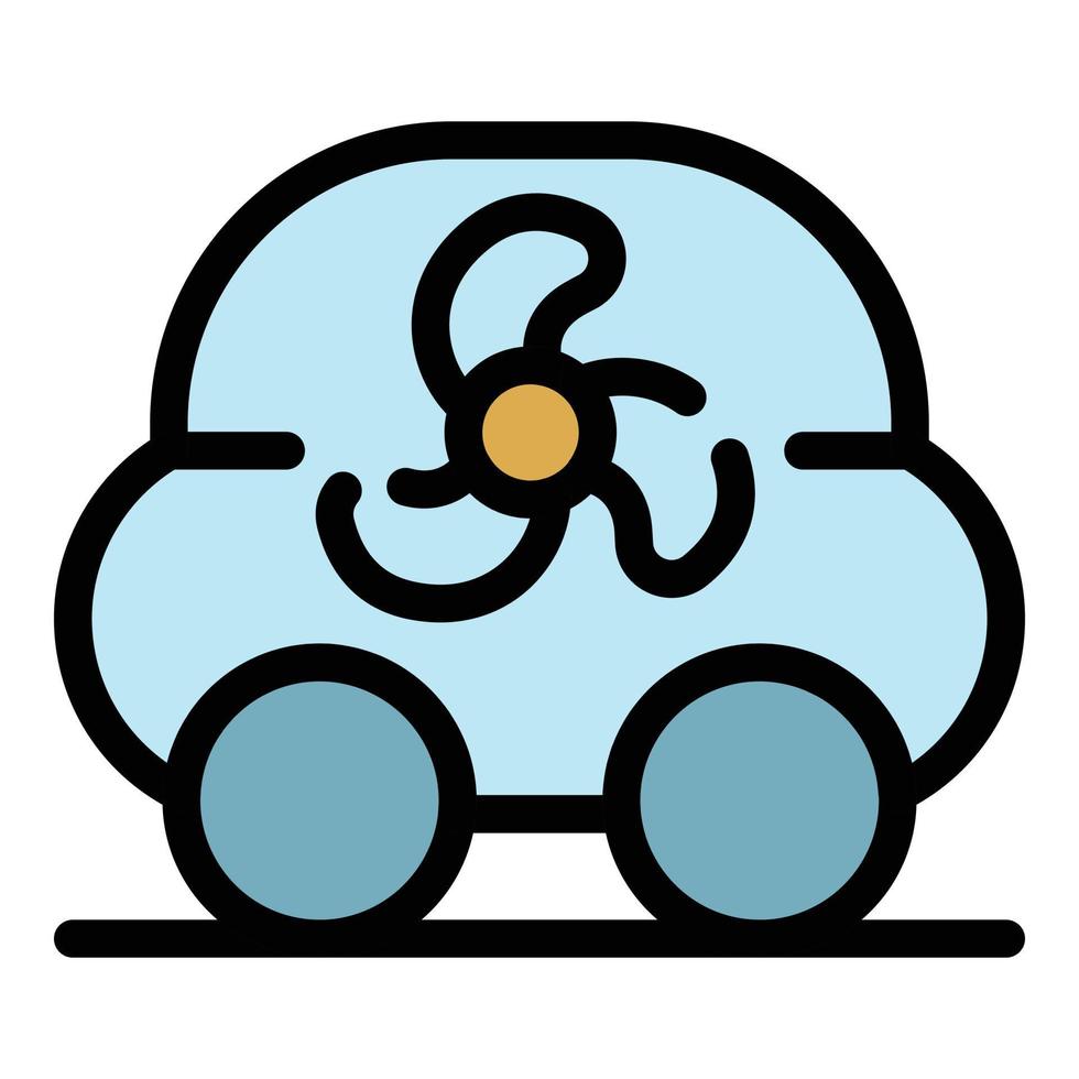 Fan and car icon color outline vector