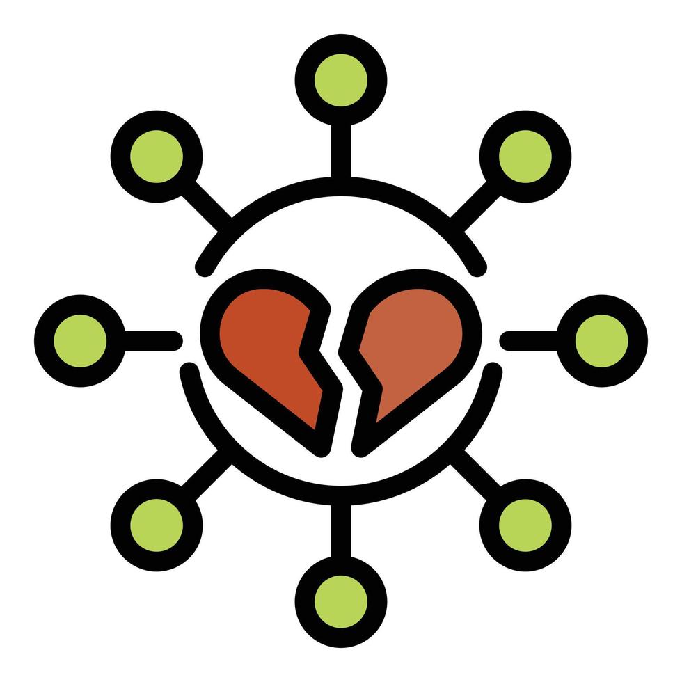Broken divorce heart icon color outline vector