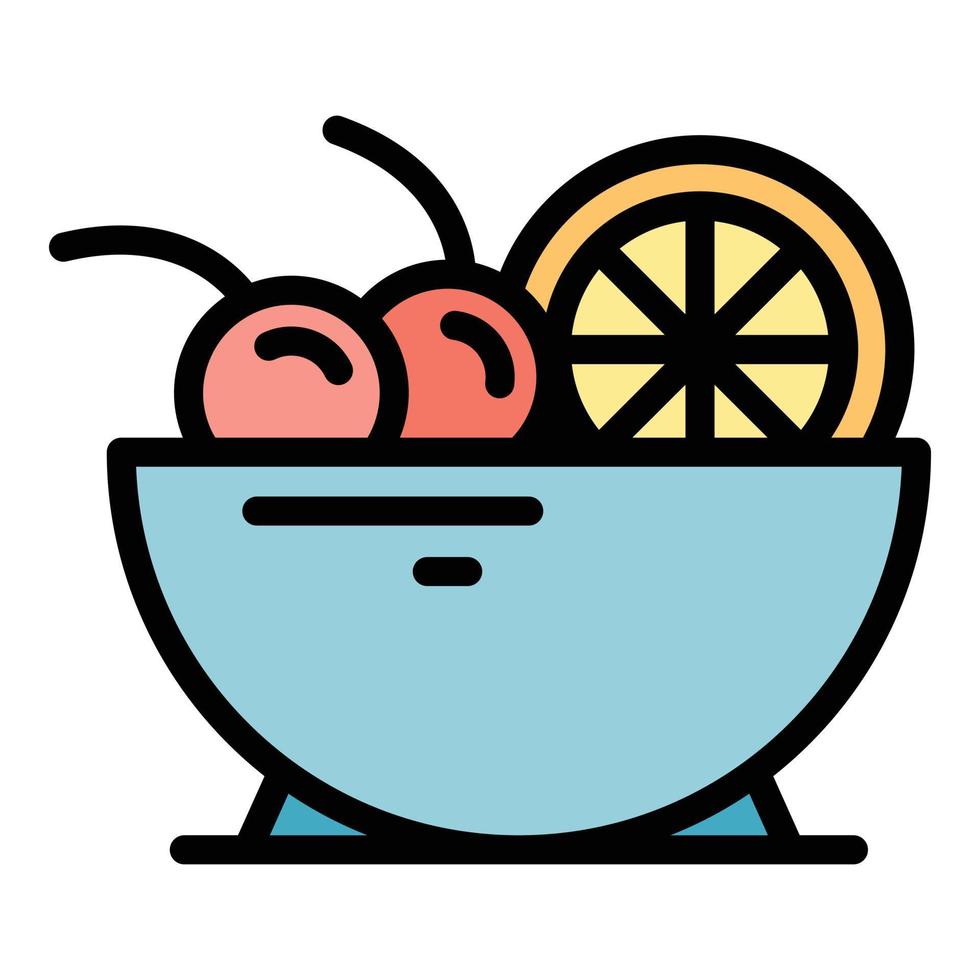 Meal fruit salad icon color outline vector